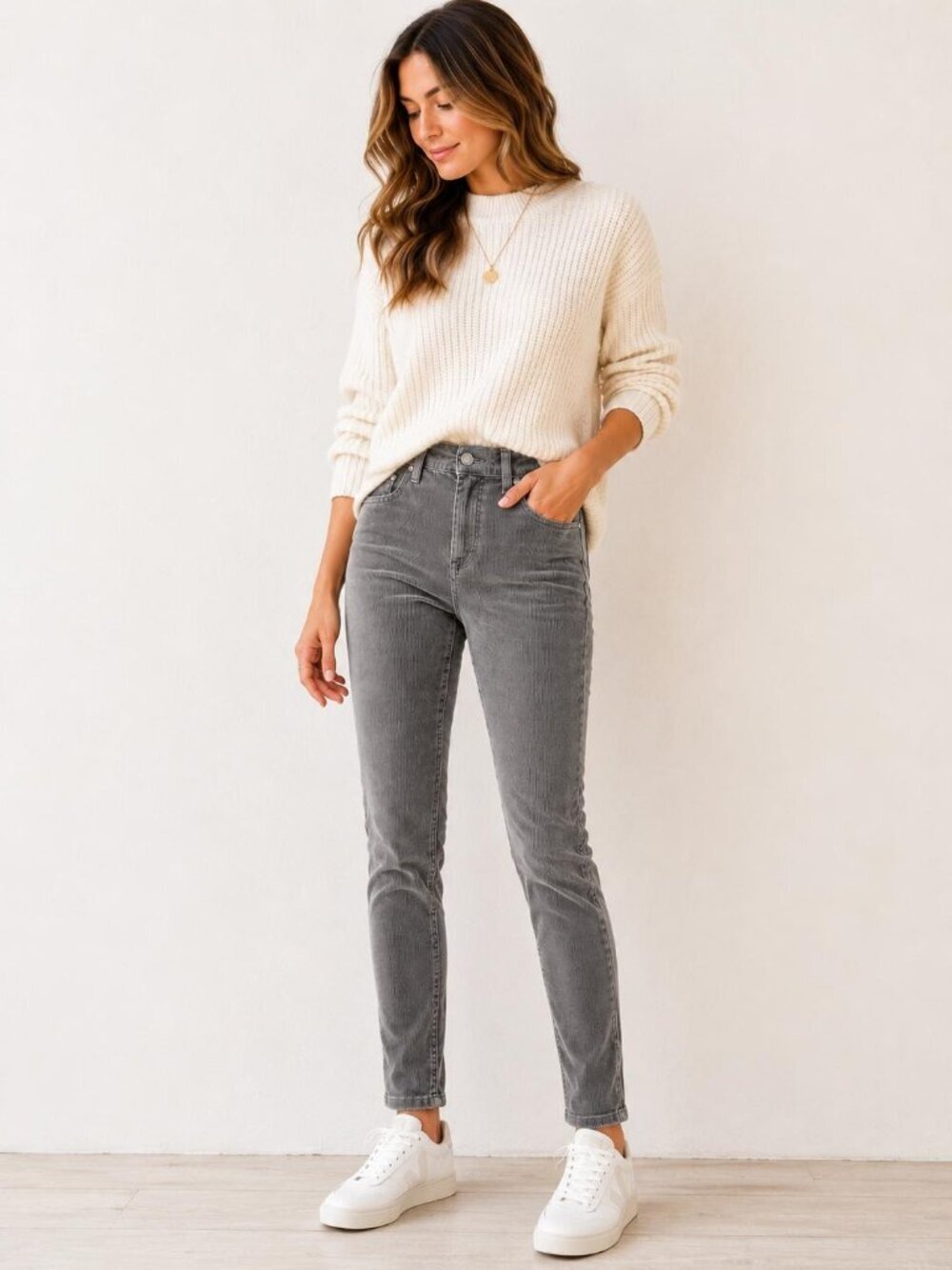 Kut From The Kloth Diana Skinny Gray Corduroy Pants Women's Size 8 Stretch
